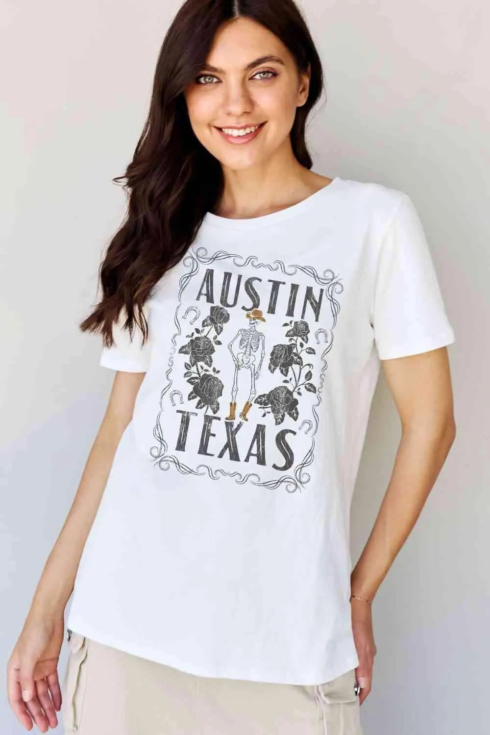 Simply Love Full Size AUSTIN TEXAS Graphic Cotton T-Shirt Women's T-Shirts - Tophatter Daily Deals