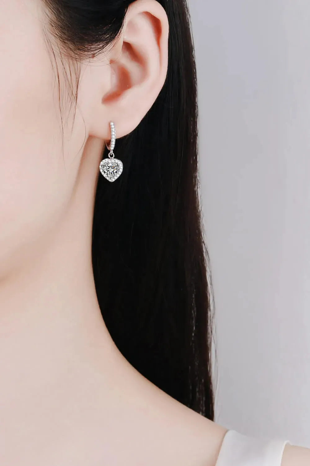 Moissanite Heart-Shaped Drop Earrings Moissanite - Tophatter Daily Deals