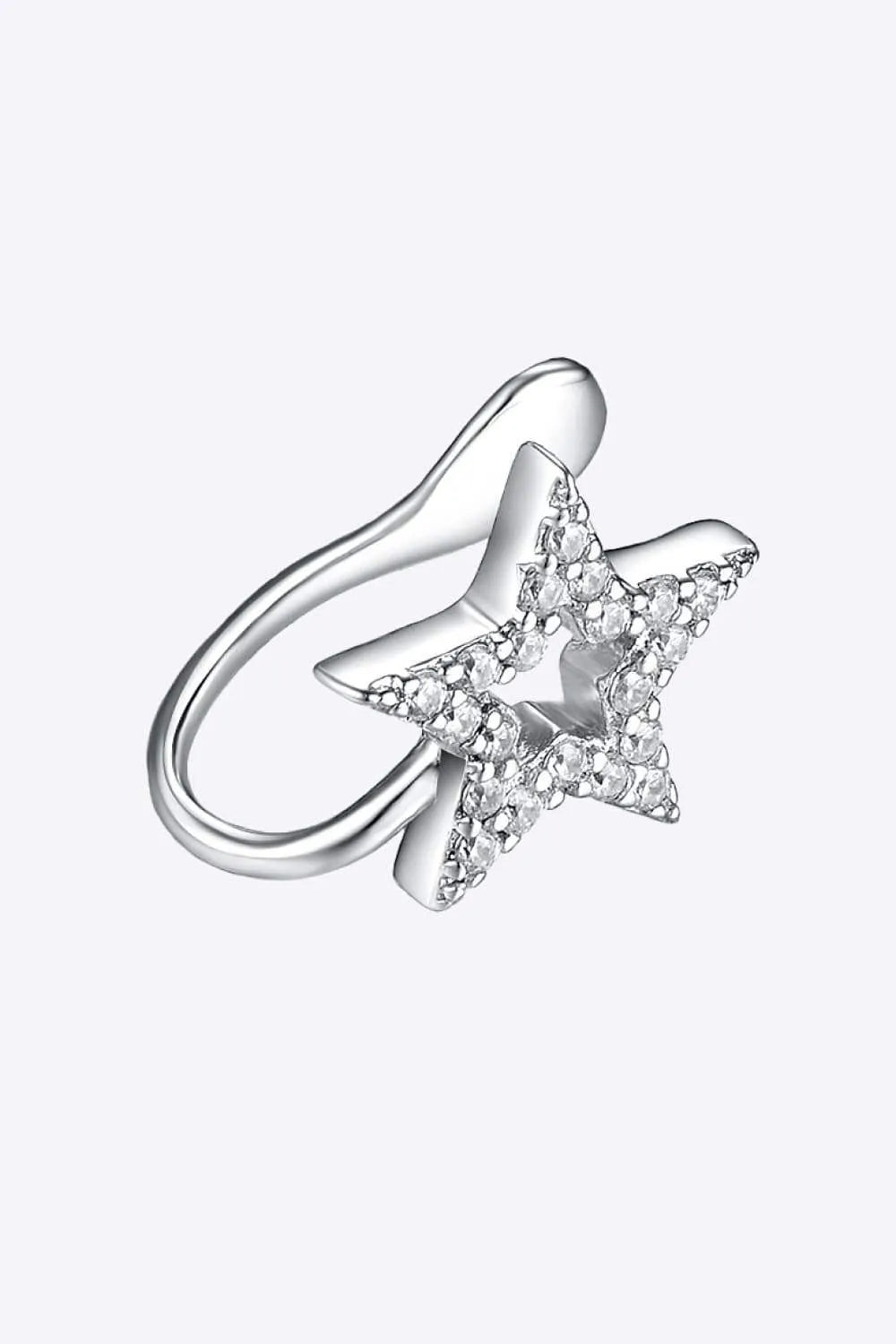 Inlaid Zircon 925 Sterling Silver Single Cuff Earring Star One Size Earrings - Tophatter Daily Deals