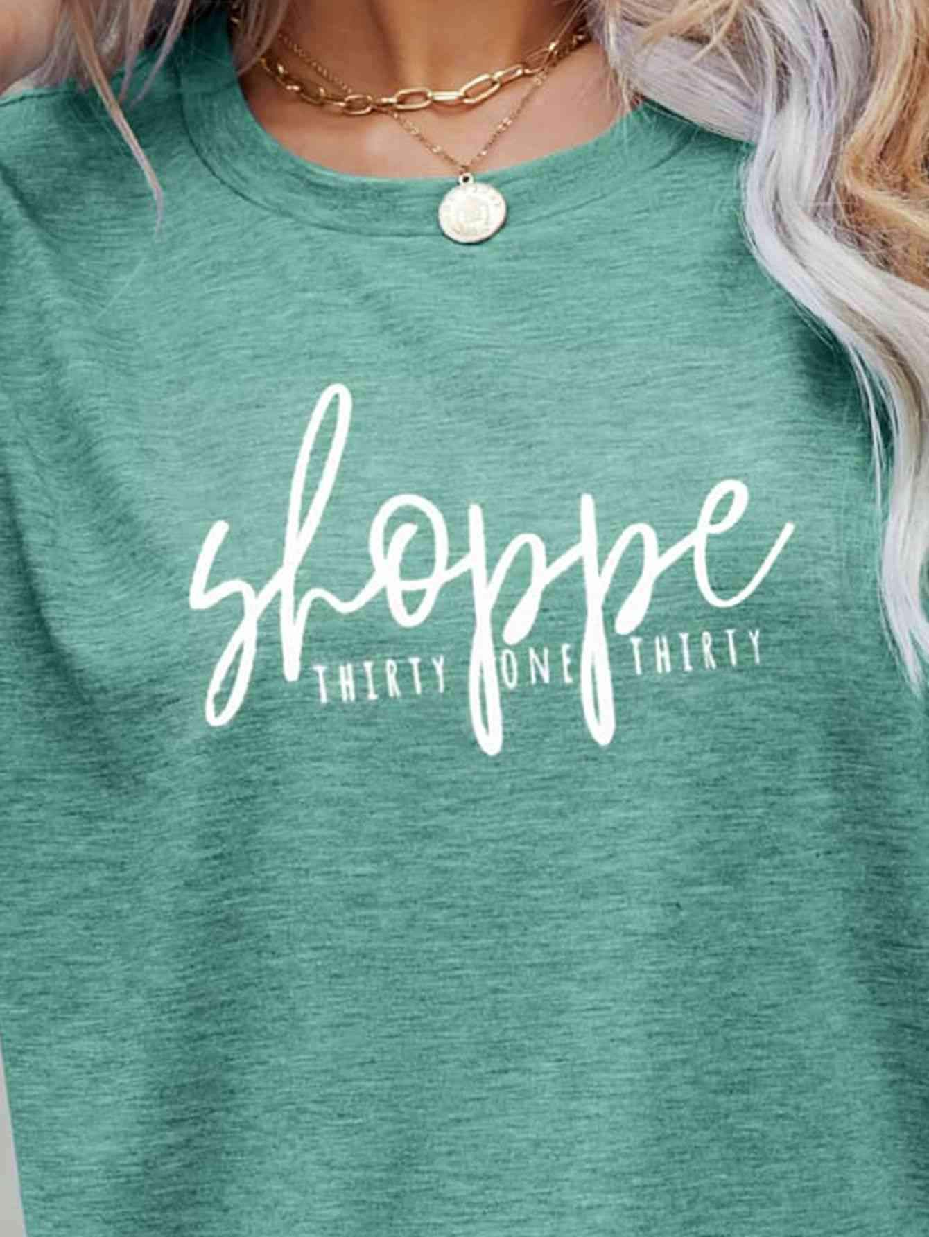 Slogan Graphic Round Neck Short Sleeve Tee Women's T-Shirts - Tophatter Daily Deals