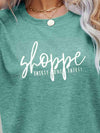 Slogan Graphic Round Neck Short Sleeve Tee Women's T-Shirts - Tophatter Daily Deals