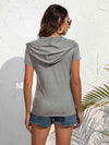 Half-Zip Short Sleeve Hooded Top Blouses - Tophatter Daily Deals