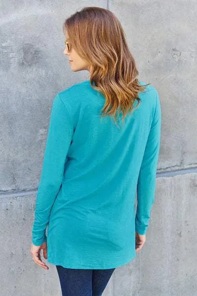 Basic Bae Full Size Round Neck Long Sleeve Top Blouses - Tophatter Daily Deals