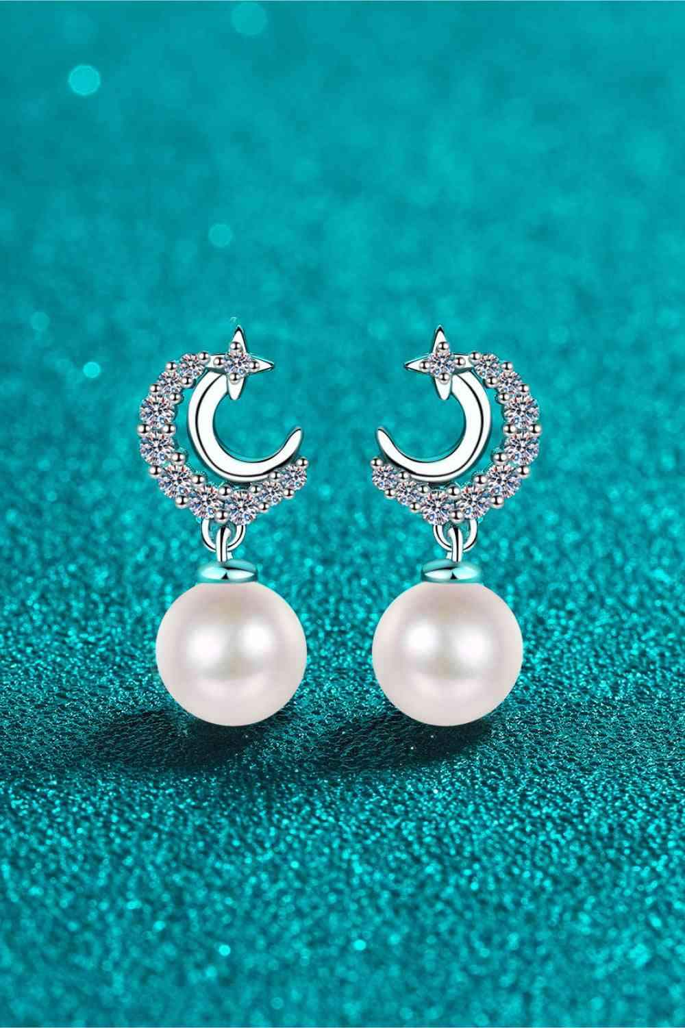 Moissanite Pearl Drop Earrings Moissanite - Tophatter Daily Deals