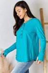 Zenana Exposed Seam Thumbhole Long Sleeve Top Blouses - Tophatter Daily Deals