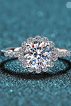 1 Carat Moissanite Rhodium-Plated Halo Ring Moissanite - Tophatter Daily Deals