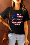 BE KIND US Flag Graphic Round Neck Tee Black Women's T-Shirts - Tophatter Daily Deals