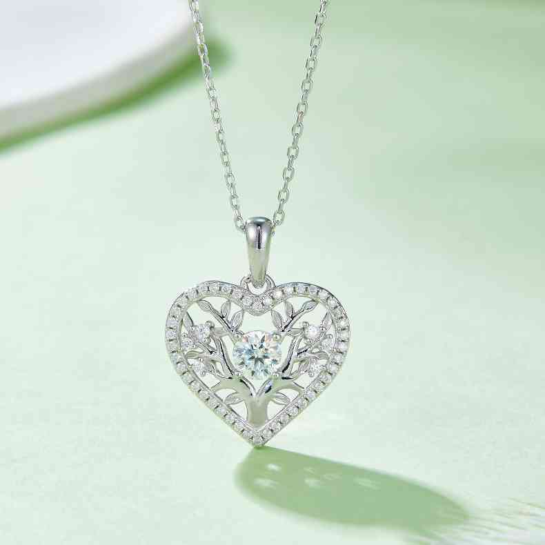 Moissanite 925 Sterling Silver Heart Shape Necklace Silver One Size Moissanite - Tophatter Daily Deals