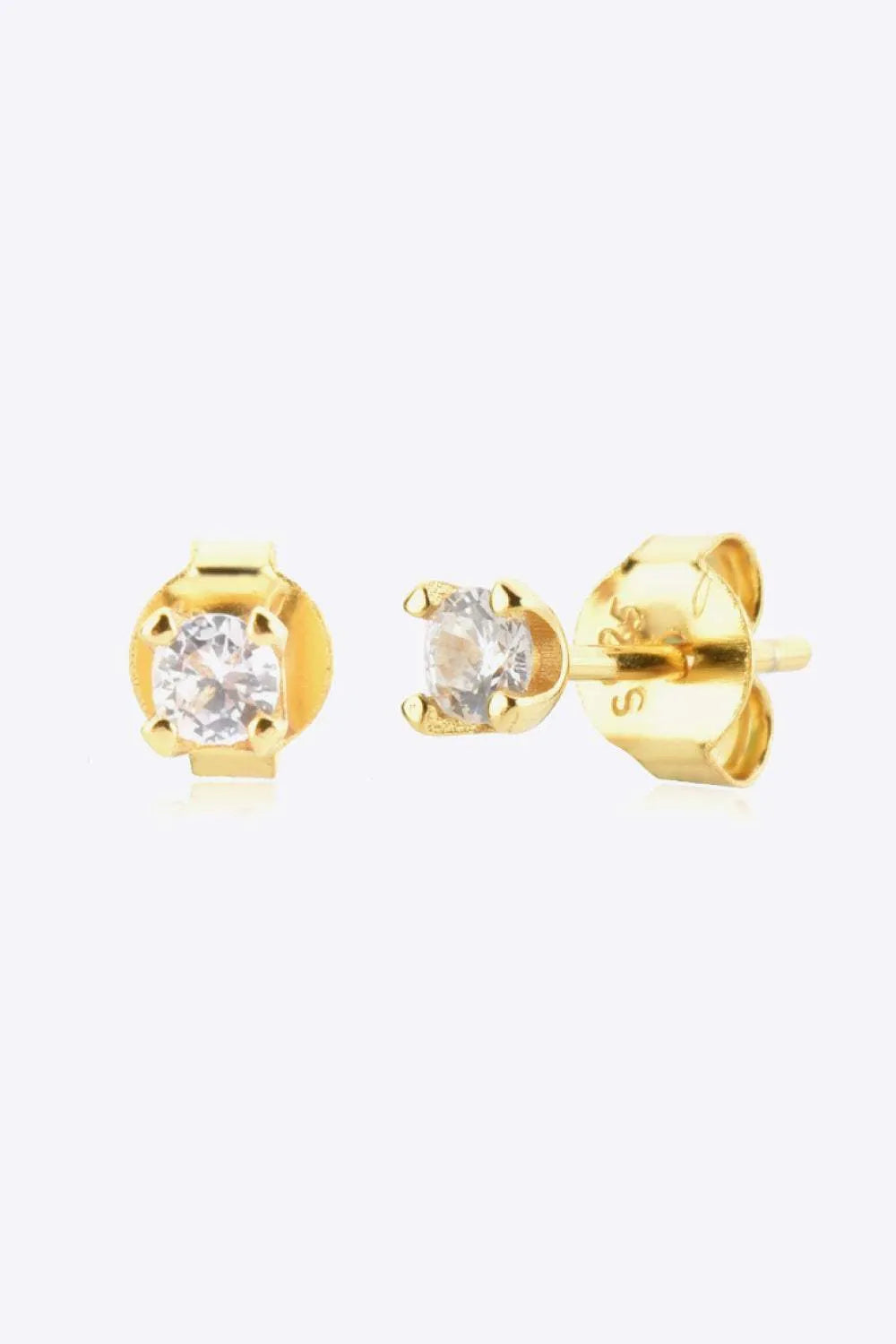 Zircon 925 Sterling Silver Stud Earrings Gold One Size Earrings - Tophatter Daily Deals