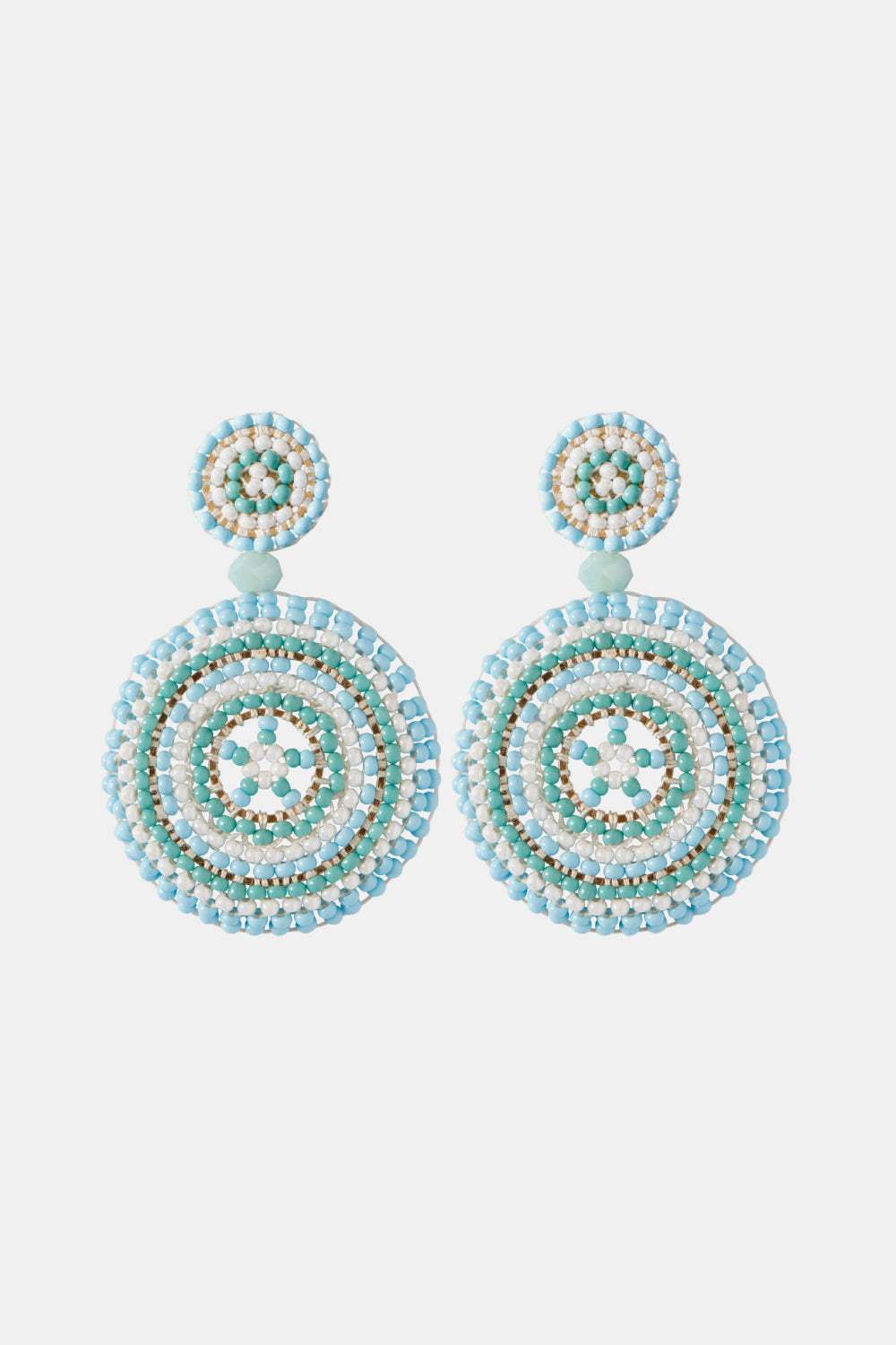 Beaded Boho Style Round Shape Dangle Earrings Pastel Blue One Size Earrings - Tophatter Daily Deals