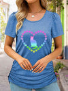 Full Size Cat Heart Graphic Short Sleeve T-Shirt Cobalt Blue Women's T-Shirts - Tophatter Daily Deals