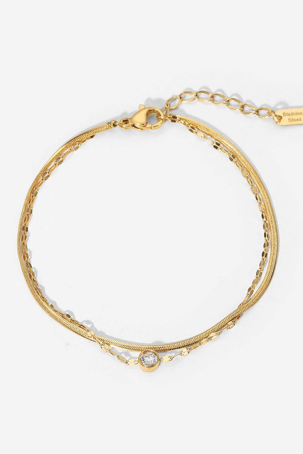 Icing on the Cake Rhinestone Double-Layered Bracelet Gold One Size Bracelets - Tophatter Daily Deals