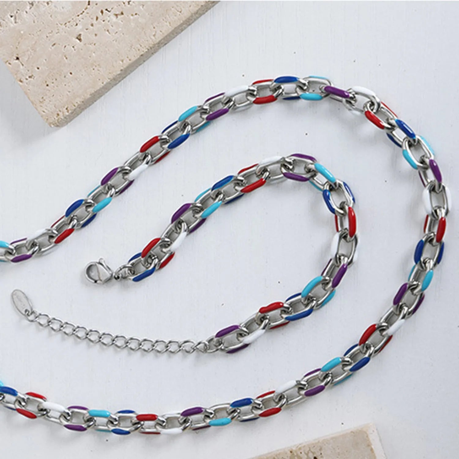 Titanium Steel Oil Drip Chain Bracelet Silver One Size Bracelets - Tophatter Daily Deals