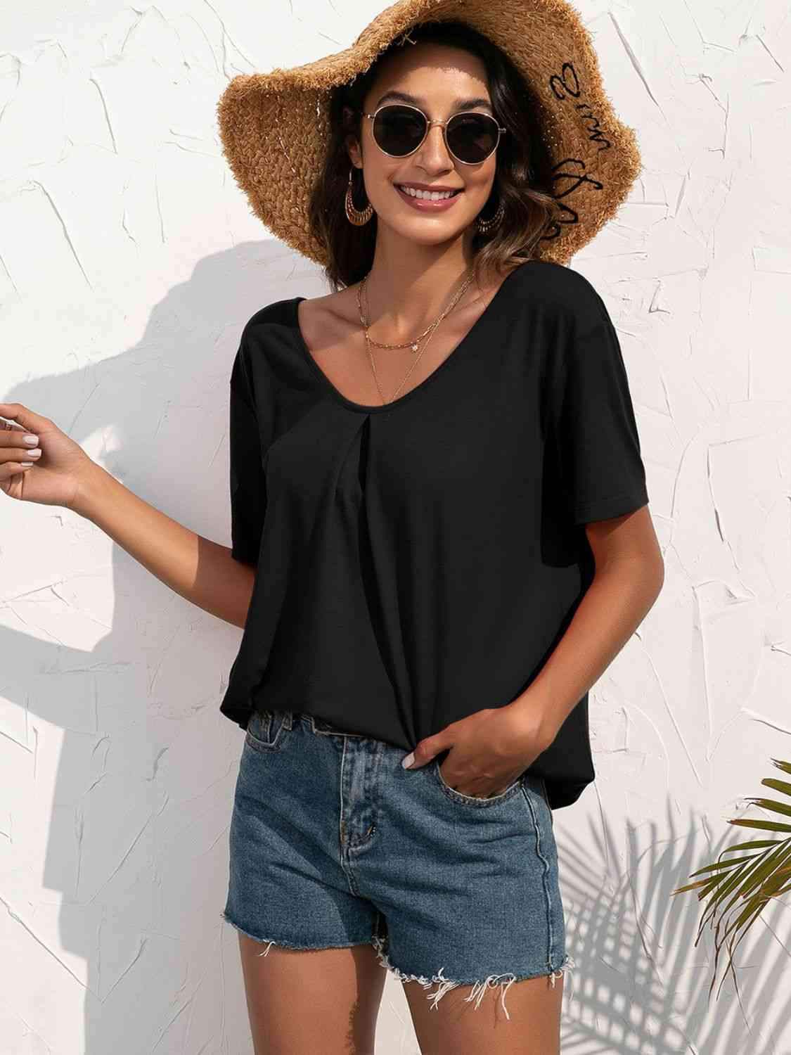 Lace Trim Short Sleeve Top Blouses - Tophatter Daily Deals