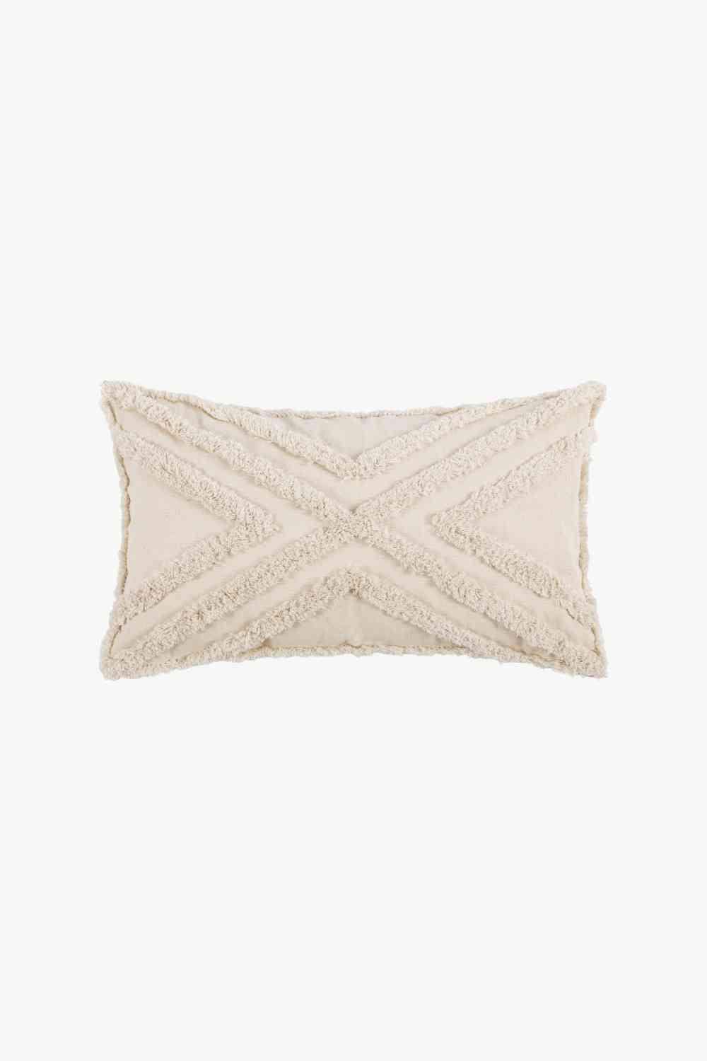 Fringe Decorative Throw Pillow Case Beige Crisscross Lumbar One Size Decorative Pillowcases - Tophatter Daily Deals