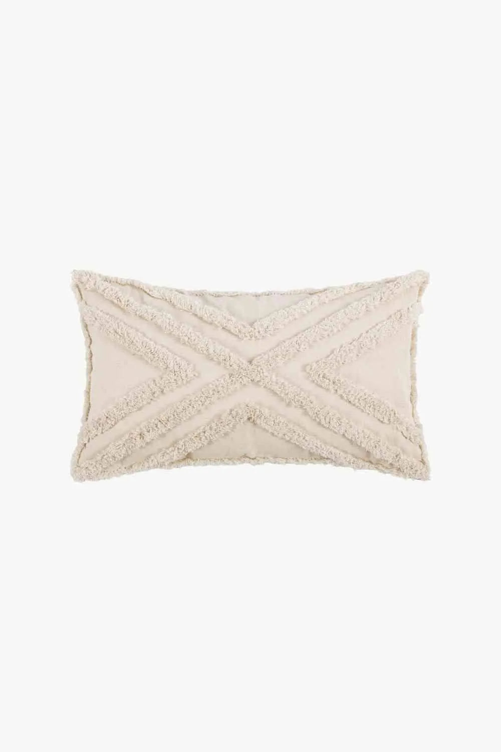 Fringe Decorative Throw Pillow Case Beige Crisscross Lumbar One Size Decorative Pillowcases - Tophatter Daily Deals