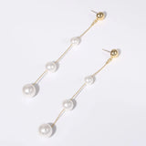 Gold-Plated Pearl Bar Earrings Earrings - Tophatter Daily Deals