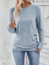 Round Neck Long Sleeve T-Shirt Misty Blue Women's T-Shirts - Tophatter Daily Deals