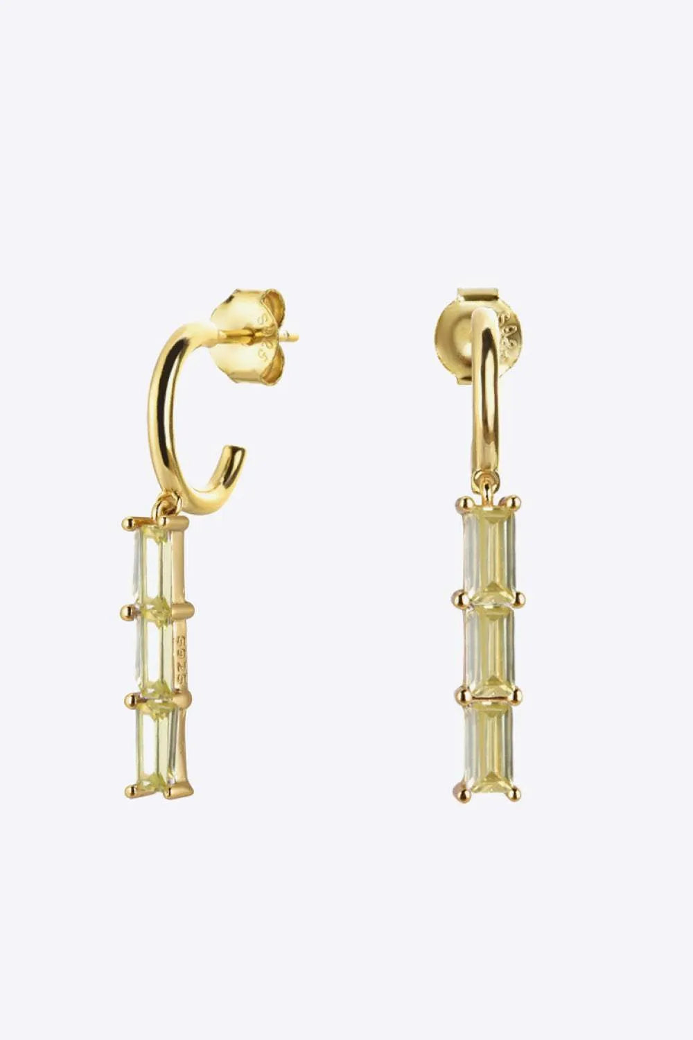 Inlaid Zircon 925 Sterling Silver Earrings Gold Green One Size Earrings - Tophatter Daily Deals