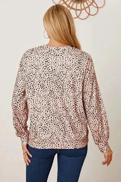 Leopard Round Neck Dropped Shoulder T-Shirt Women's T-Shirts - Tophatter Daily Deals