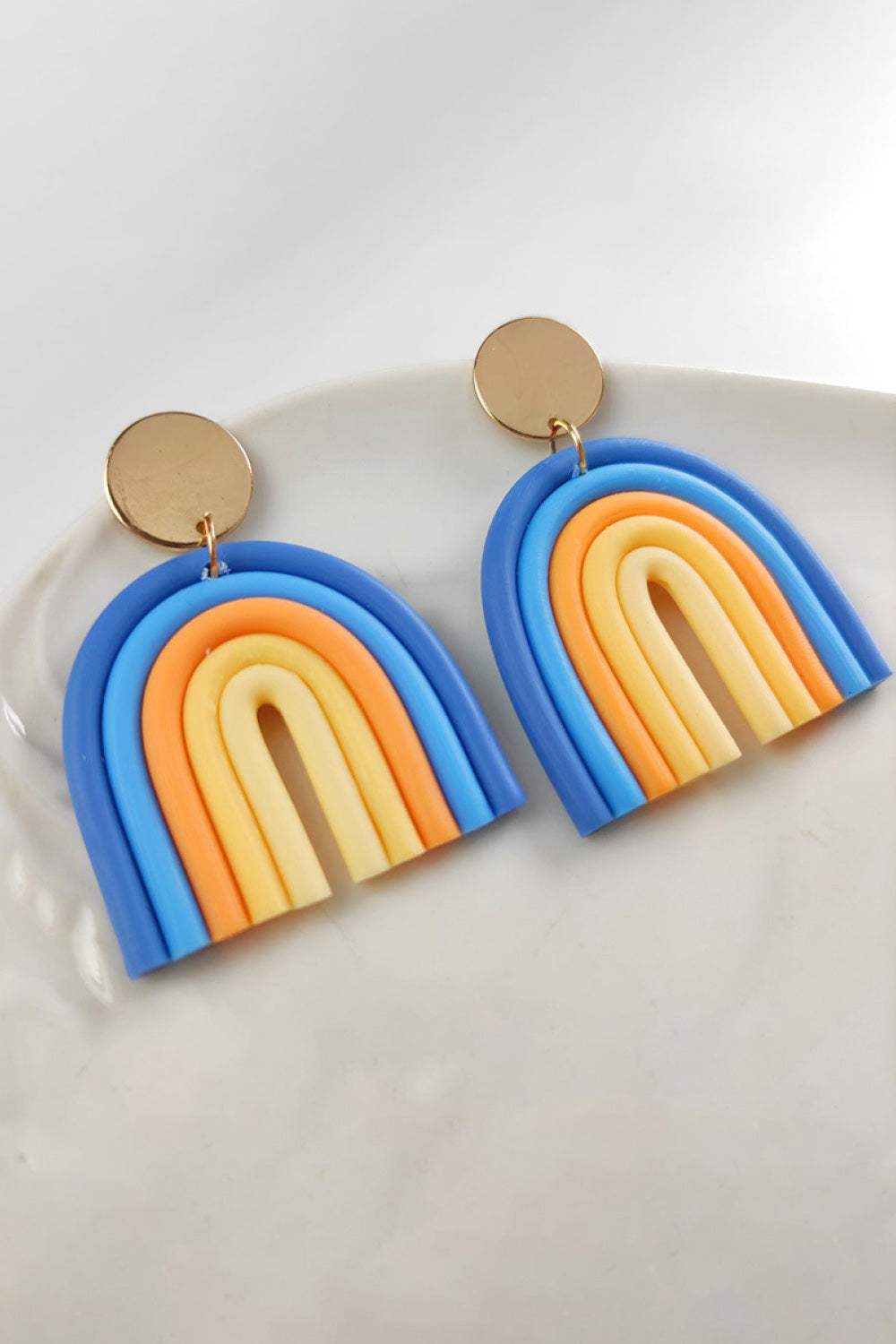 Rainbow Shape Dangle Earrings Cobalt Blue One Size Earrings - Tophatter Daily Deals