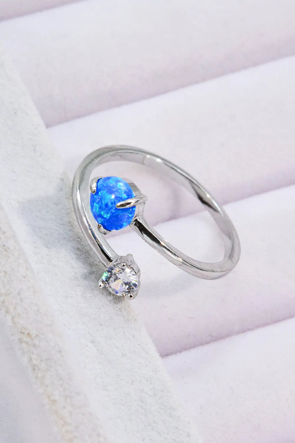 Opal and Zircon Open Ring Opal - Tophatter Daily Deals