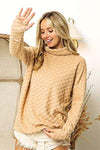 BiBi Checkered Round Neck Thumbhole Long Sleeve Top TAUPE Blouses - Tophatter Daily Deals