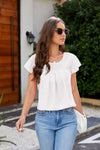 Swiss Dot Round Neck Cap Sleeve T-Shirt White Women's T-Shirts - Tophatter Daily Deals