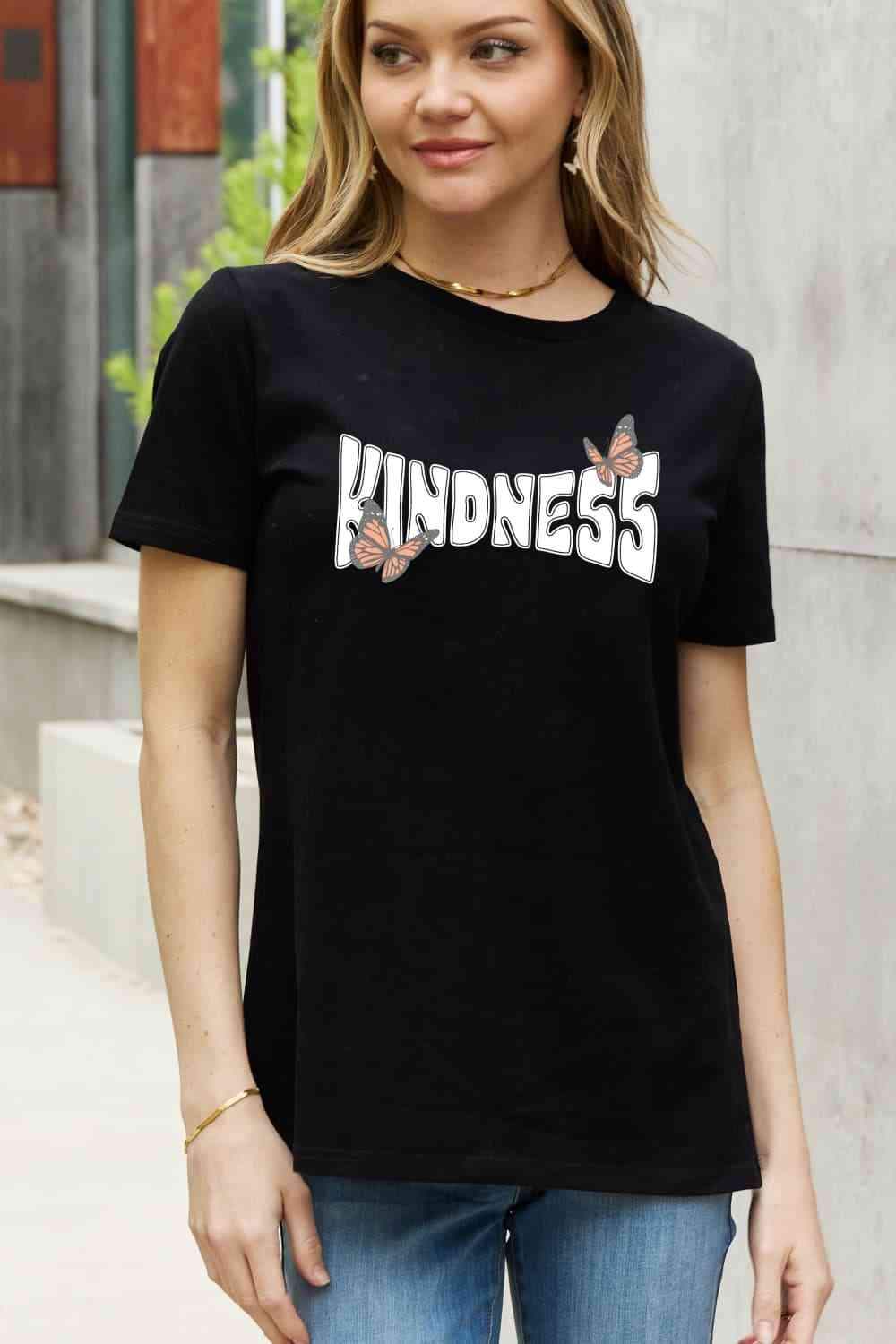 Simply Love Full Size KINDNESS Butterfly Graphic Cotton Tee Women's T-Shirts - Tophatter Daily Deals