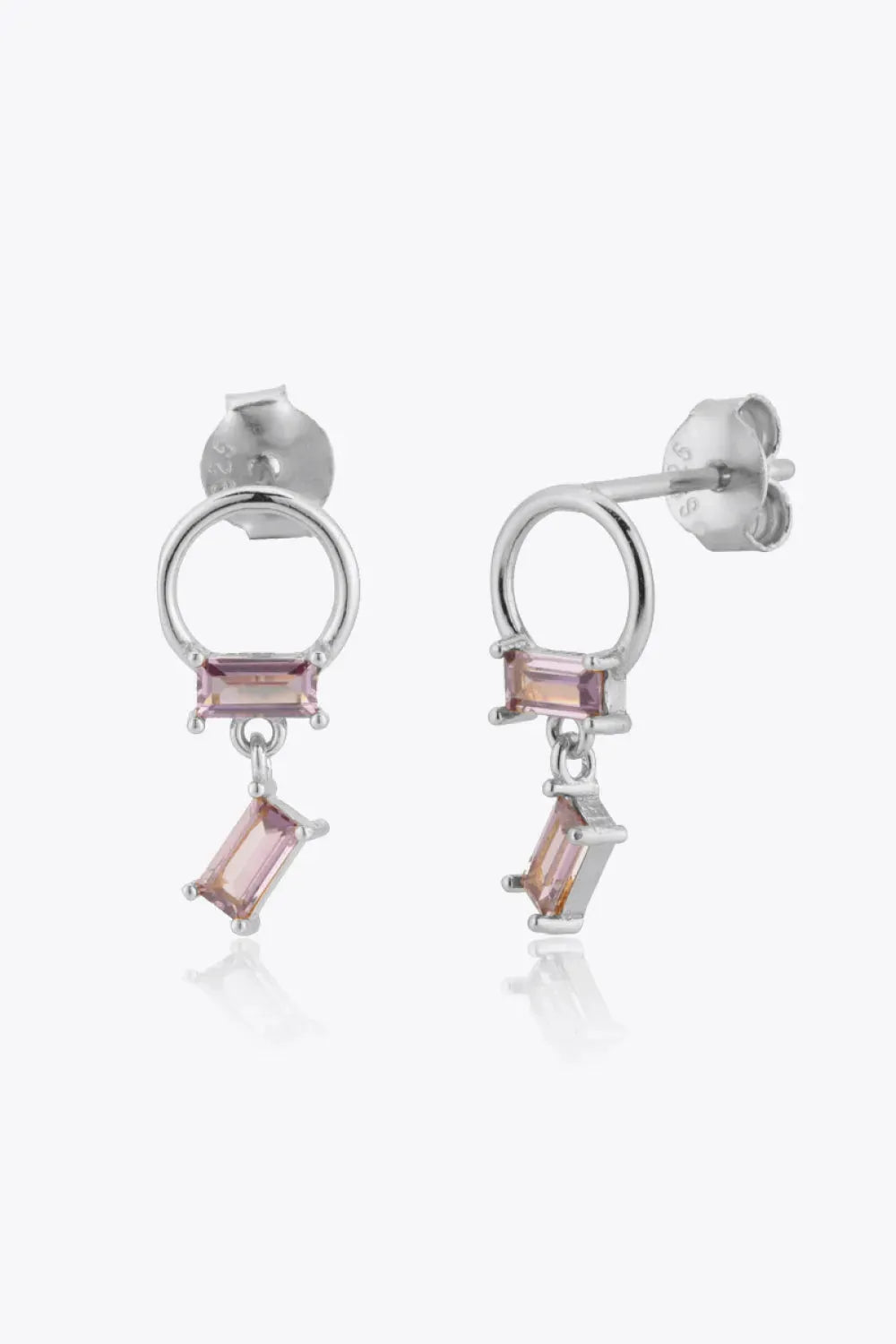 Zircon 925 Sterling Silver Drop Earrings Silver Purple One Size Earrings - Tophatter Daily Deals