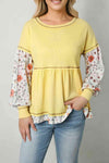 Round Neck Long Sleeve Babydoll Blouse Blouses - Tophatter Daily Deals