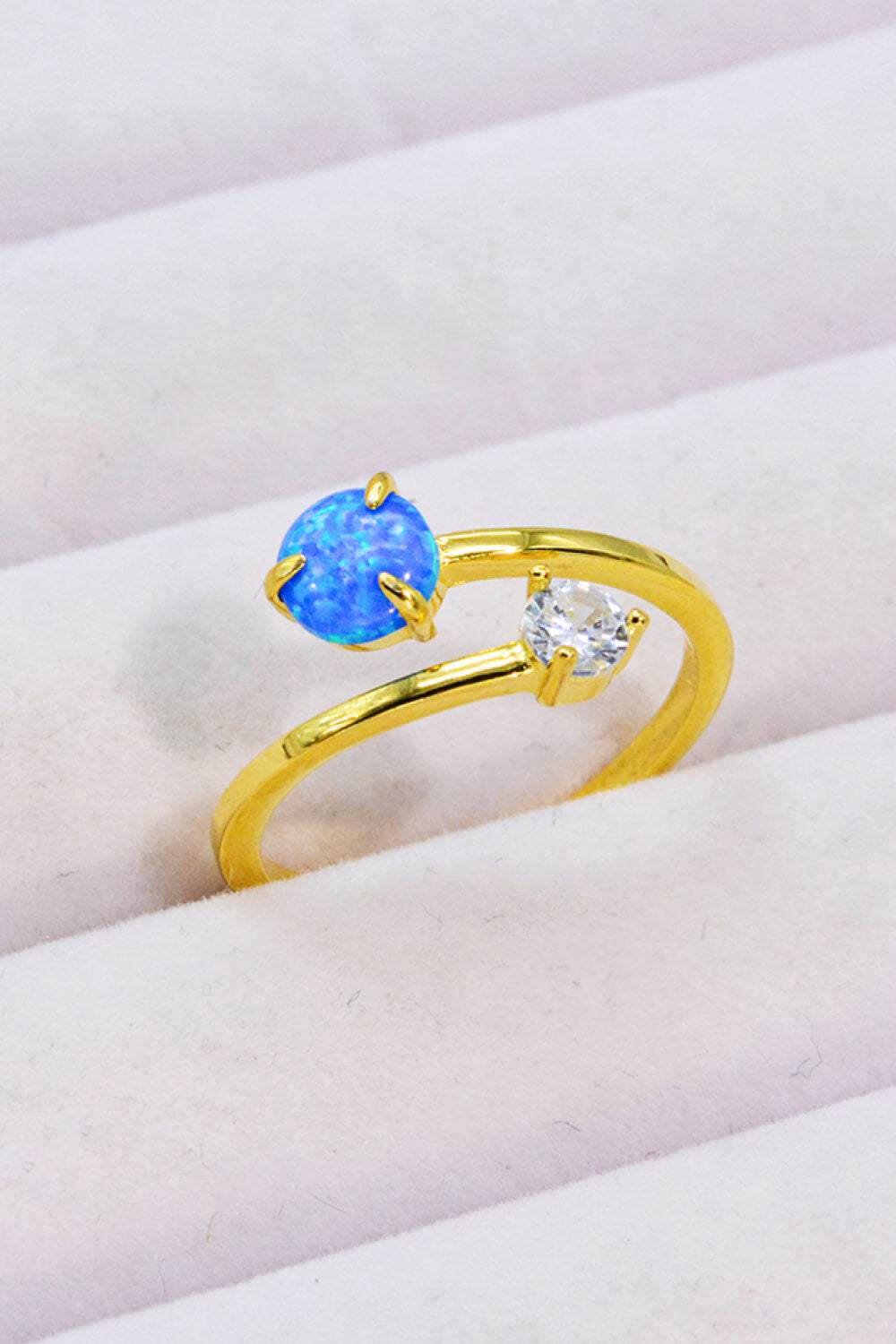 Opal and Zircon Open Ring Opal - Tophatter Daily Deals