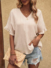 V-Neck Half Sleeve Blouse Blouses - Tophatter Daily Deals