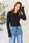 Culture Code Full Size Ribbed Round Neck Long Sleeve Top Women's T-Shirts - Tophatter Daily Deals