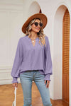 Notched Neck Flounce Sleeve Blouse Blouses - Tophatter Daily Deals