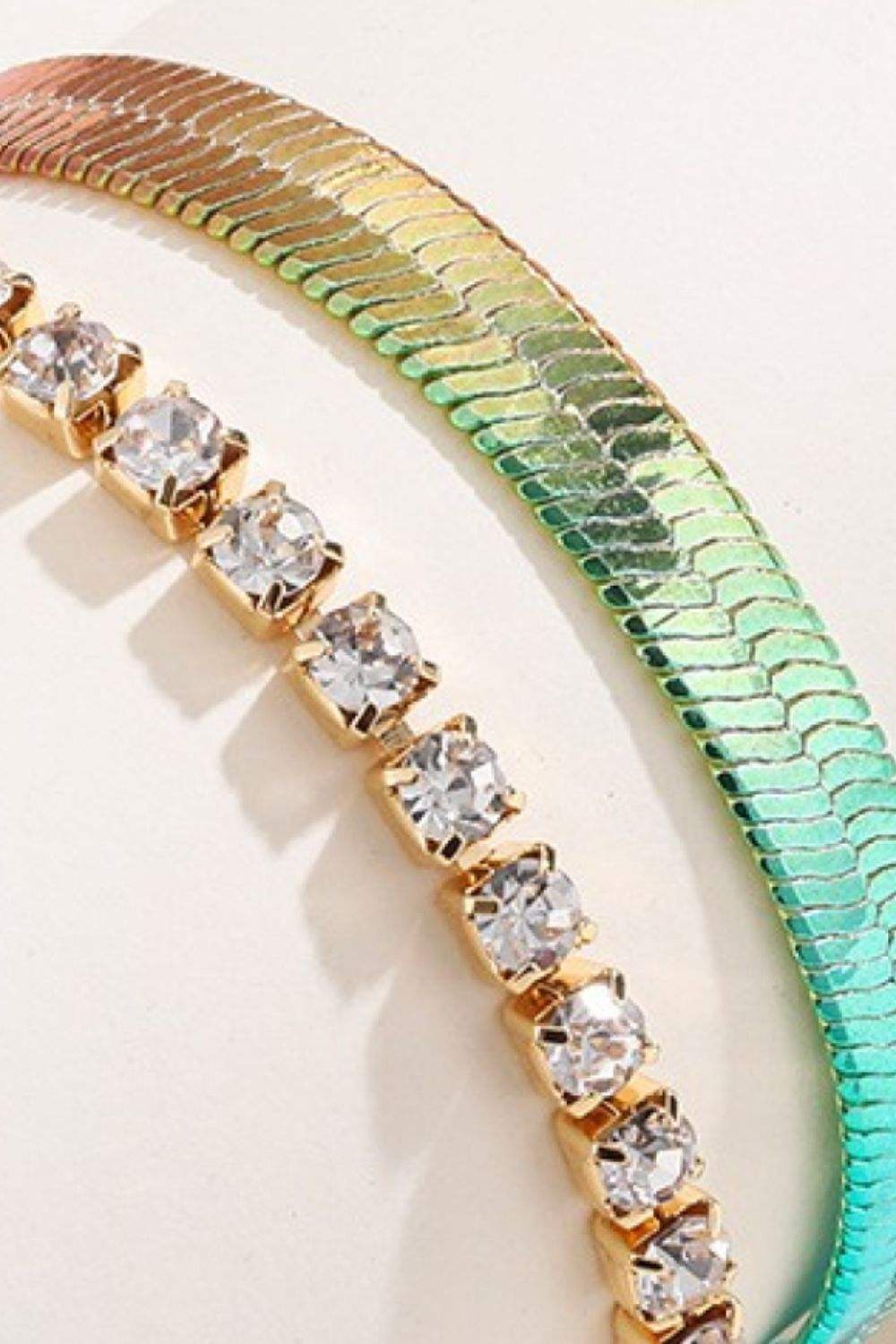 Gradient Herringbone Chain Two-Piece Bracelet Set Bracelets - Tophatter Daily Deals