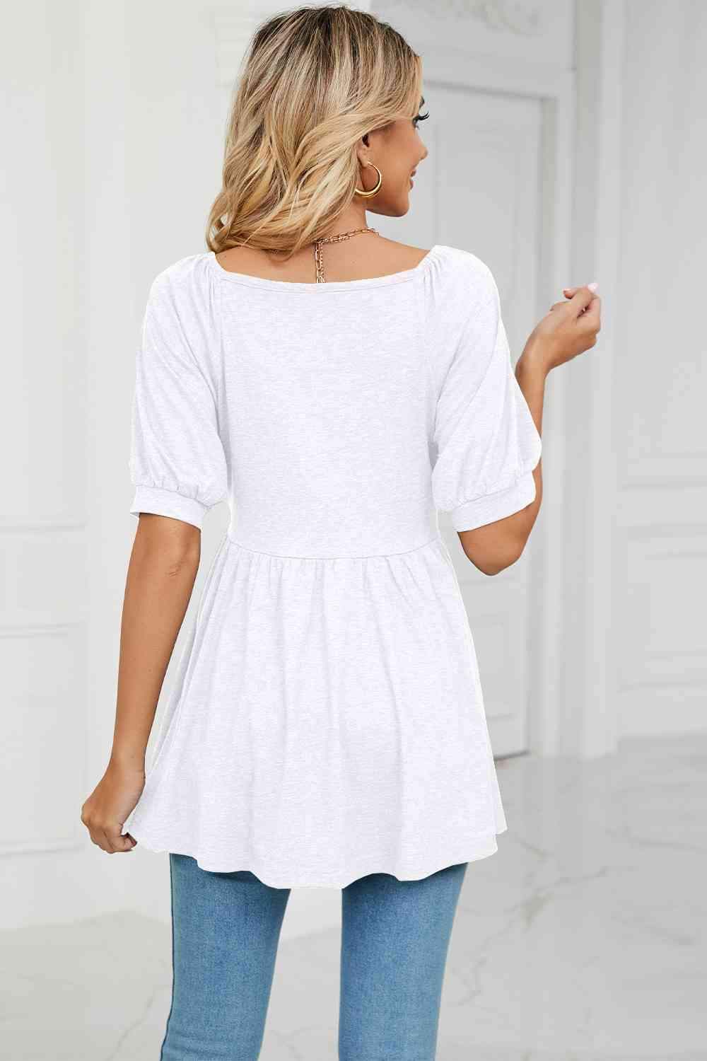 V-Neck Babydoll Top Women's T-Shirts - Tophatter Daily Deals