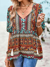 Bohemian Tie Neck Babydoll Blouse Blouses - Tophatter Daily Deals