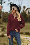 Collared Neck Cable-Knit Long Sleeve Blouse Blouses - Tophatter Daily Deals