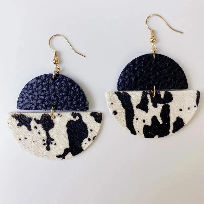 Genuine Cowhide Leather Dangle Earrings Style B One Size Earrings - Tophatter Daily Deals
