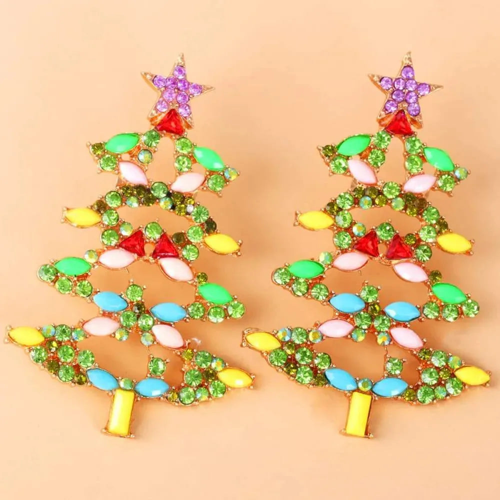 Christmas Tree Rhinestone Alloy Earrings Earrings - Tophatter Daily Deals