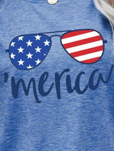 US Flag Glasses Graphic Tee Women's T-Shirts - Tophatter Daily Deals