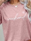 WEEKEND Flower Graphic Short Sleeve Tee Women's T-Shirts - Tophatter Daily Deals