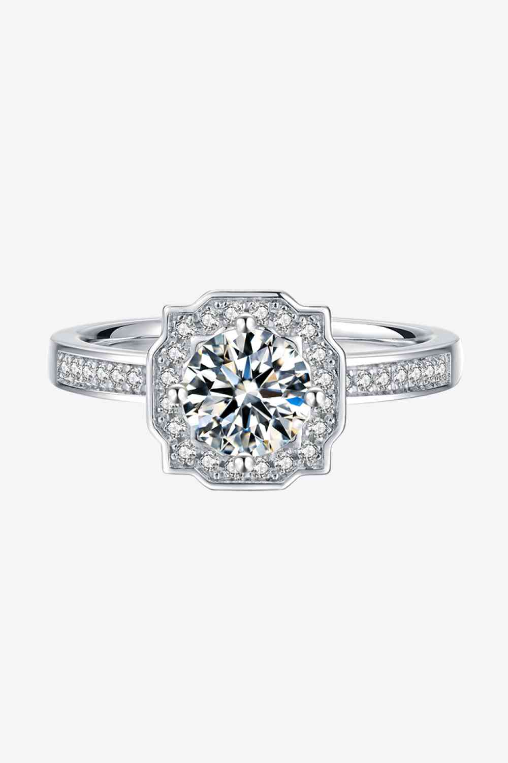 1 Carat Moissanite 925 Sterling Silver Halo Ring Moissanite - Tophatter Daily Deals