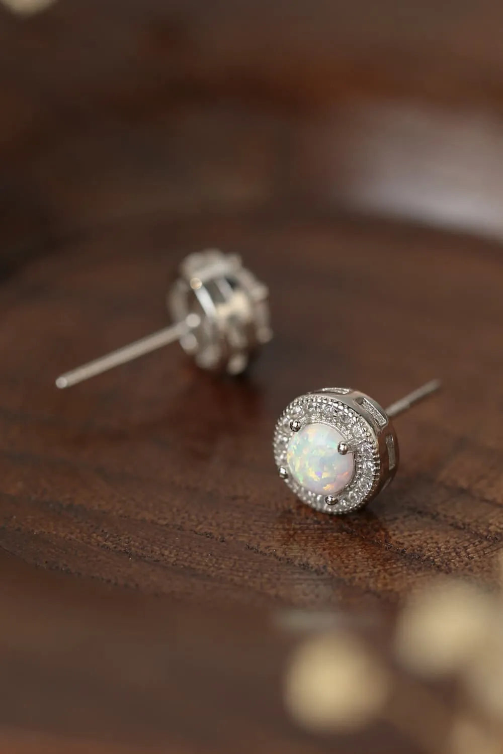 Opal 4-Prong Round Stud Earrings Opal - Tophatter Daily Deals