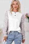 Leopard Round Neck Long Sleeve Top Leopard Blouses - Tophatter Daily Deals