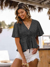 Printed Tied Flutter Sleeve Babydoll Blouse Blouses - Tophatter Daily Deals