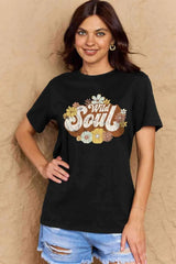 Simply Love Full Size WILD SOUL Graphic Cotton T-Shirt Black Women's T-Shirts - Tophatter Daily Deals