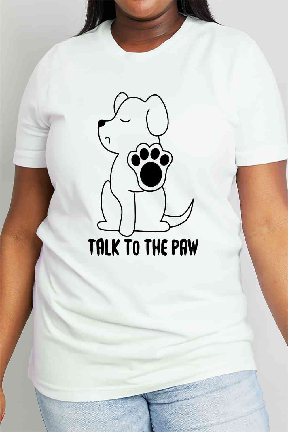 Simply Love Simply Love Full Size TALK TO THE PAW Graphic Cotton Tee Bleach Women's T-Shirts - Tophatter Daily Deals