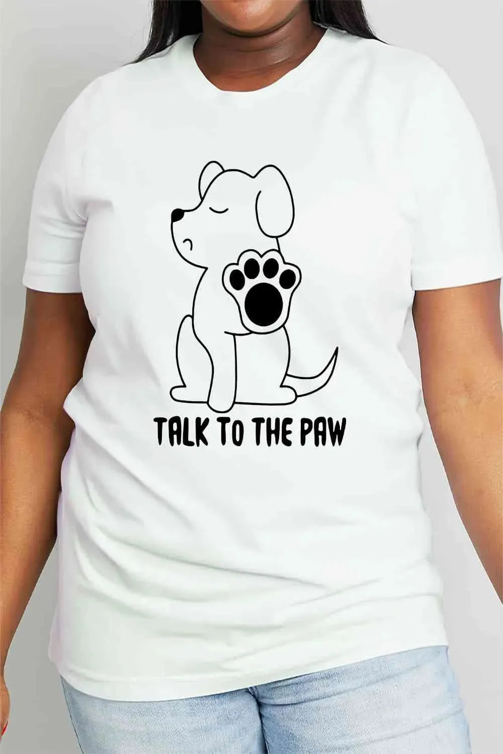 Simply Love Simply Love Full Size TALK TO THE PAW Graphic Cotton Tee Bleach Women's T-Shirts - Tophatter Daily Deals
